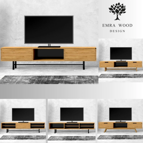Szafki RTV Z Drewna Litego w Stylu Loft / Boho